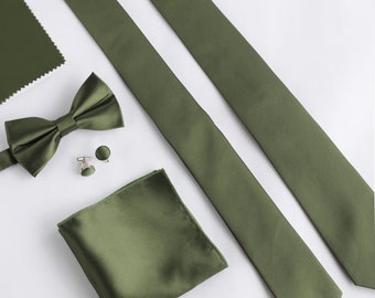Martini Olive Tie, Skinny Wedding Tie, Handmade Microfiber
