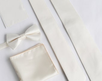 Ivory Tie, Wedding Dress Tie, Skinny Men's Wedding Tie, Groomsmen Tie, Groom Tie, Wedding Gift, Hand Made, Personalization