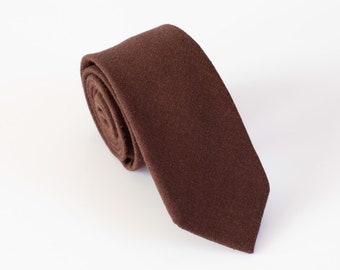 Coffee Cotton Necktie For Men, Men’s Wedding Tie, Groomsmen Necktie, Gifts For Him