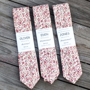 Quarz-Blumenkrawatte, Quarz-Fliege, Quarz-Einstecktuch, Staubige Rosen-Krawatte für Männer, Herren-Krawatte für die Hochzeit am Hochzeitstag