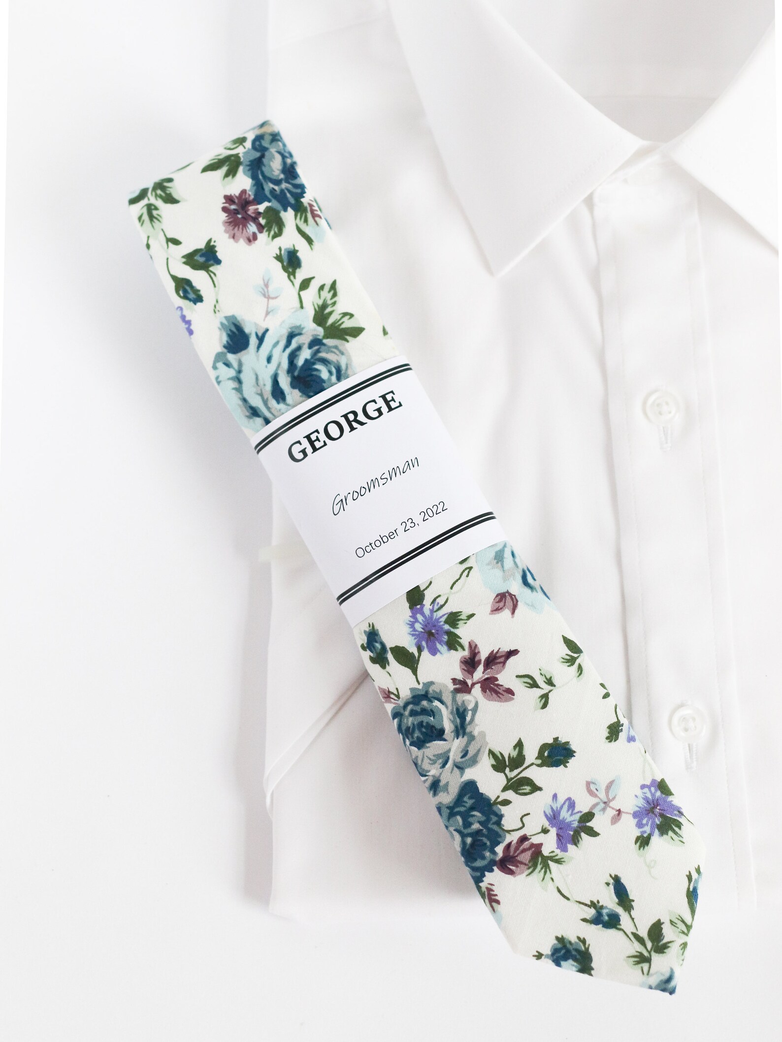 dusty blue floral ties
