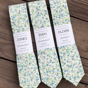 Dusty Blue Skinny Tie, Floral Ties, Dusty Blue Floral Ties, Dusty Blue Bow Tie, Dusty Blue Pocket Square, Groomsmen Tie Dusty Blue