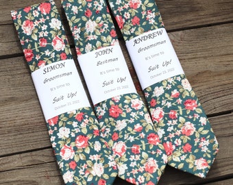 Gem Floral Neck Ties For Man On Wedding Day, Gem Floral Skinny Ties  For Groomsmen, Mens Ties For Matching Davds Bridal