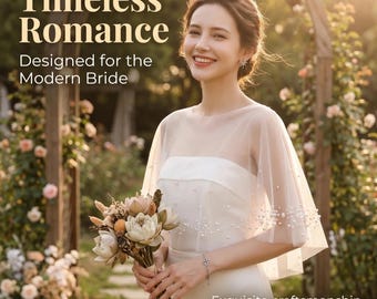 Mantellina eterea di perle / Bolero di perle decorato a mano per la sposa / Coprispalle da sposa in morbido tulle / Coprispalle da sposa in tulle con perle