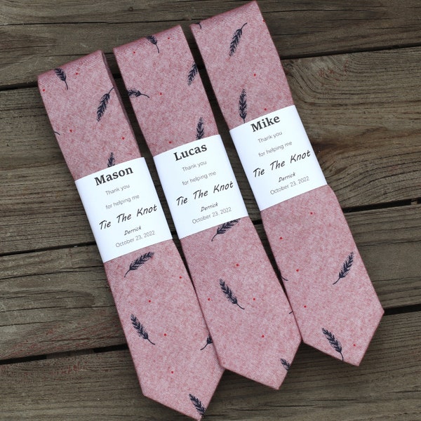 Dusty Mauve Neck Ties For Man On Wedding Day, Mauve Floral Skinny Ties  For Groomsmen, Mens Ties For Matching Davds Bridal