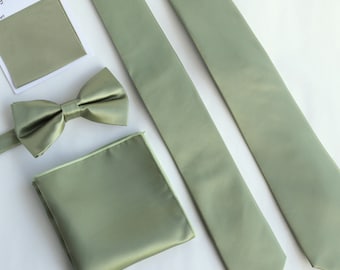 Handmade Moss Green Skinny Tie, Microfiber Wedding Groomsmen Tie