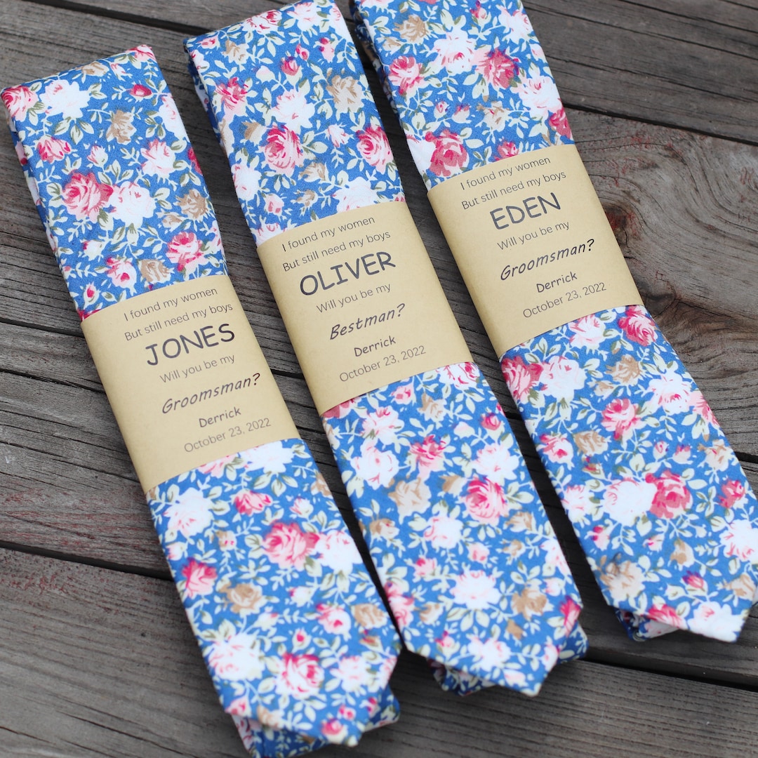 Steel Blue Floral Tie Steel Blue Bow Tie Steel Blue Pocket Etsy