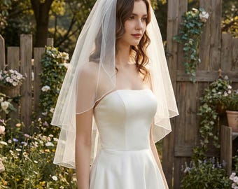 Velo da sposa In Heaven Match con fiocco / Tulle morbido con perle luminose / Velo corto con clip / Disponibile in bianco e nero / Accessorio per capelli da sposa