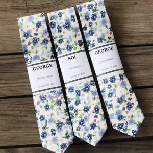 French Blue Skinny Tie, Floral Ties, French Blue Floral Ties, French Blue Bow Tie, French Blue Pocket Square, Groomsmen Tie French Blue