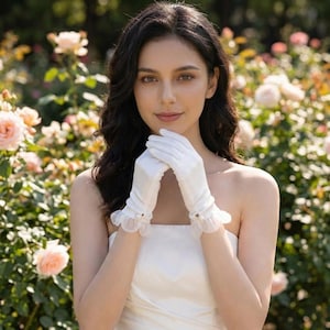 Vintage Ivory Lace Bridal Gloves - 1950s Pearl Wedding Mittens