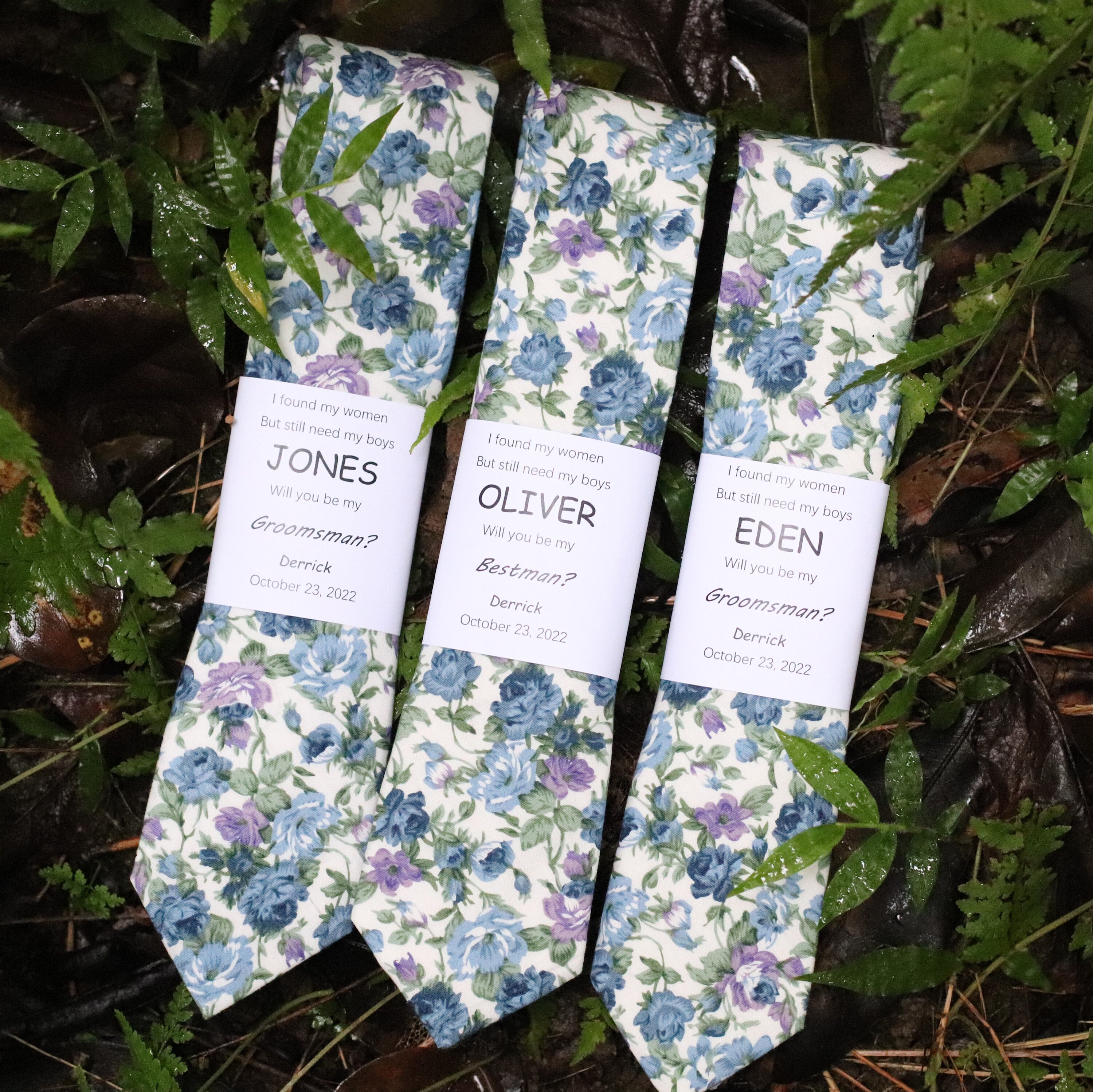 dusty blue floral ties