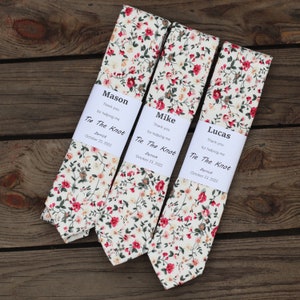 Ivory Floral Skinny Ties, Wedding Ties Skinny Ivory, Groomsmen Gift, Tie For Man, Wedding Plan, Father&#39;s Tie