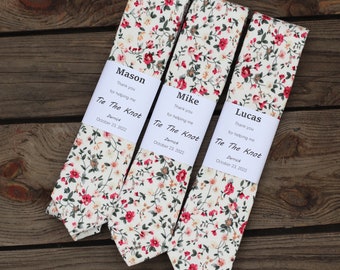 Ivory Floral Skinny Ties, Wedding Ties Skinny Ivory, Groomsmen Gift, Tie For Man, Wedding Plan, Father's Tie