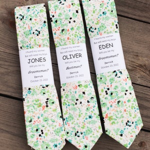 Juniper Floral Tie, Juniper Bow Tie, Juniper Pocket Square, Hunt Green Dress Necktie For Man, Mans Tie For Wedding, On Wedding Day