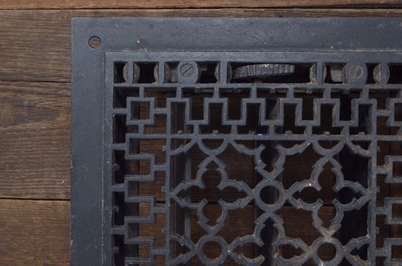 Antique Cast Iron Floor Grate Victorian Register Vent Cover With Louvre Heating Floor Grate Architectural Salvage Scroll Design