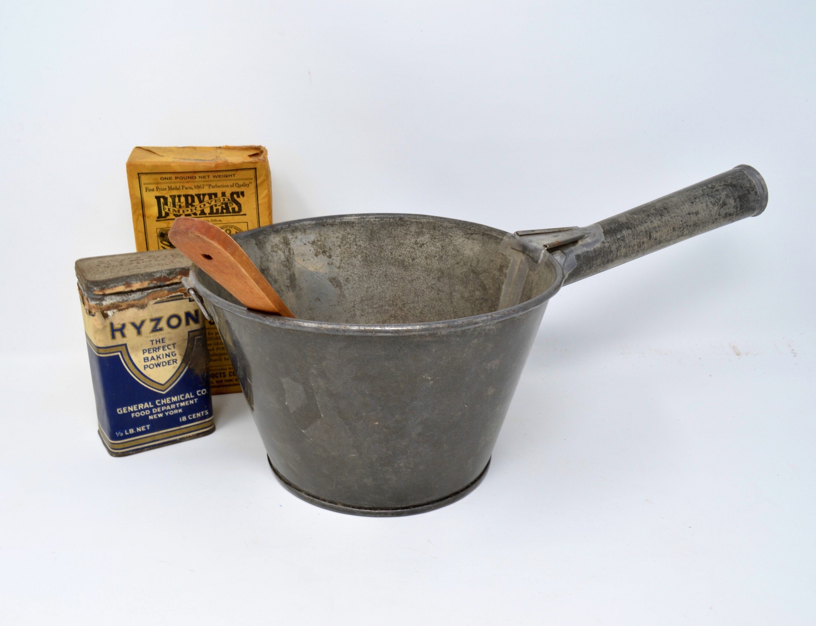 Vintage tin pan with handle tin dipper tin scoop Etsy