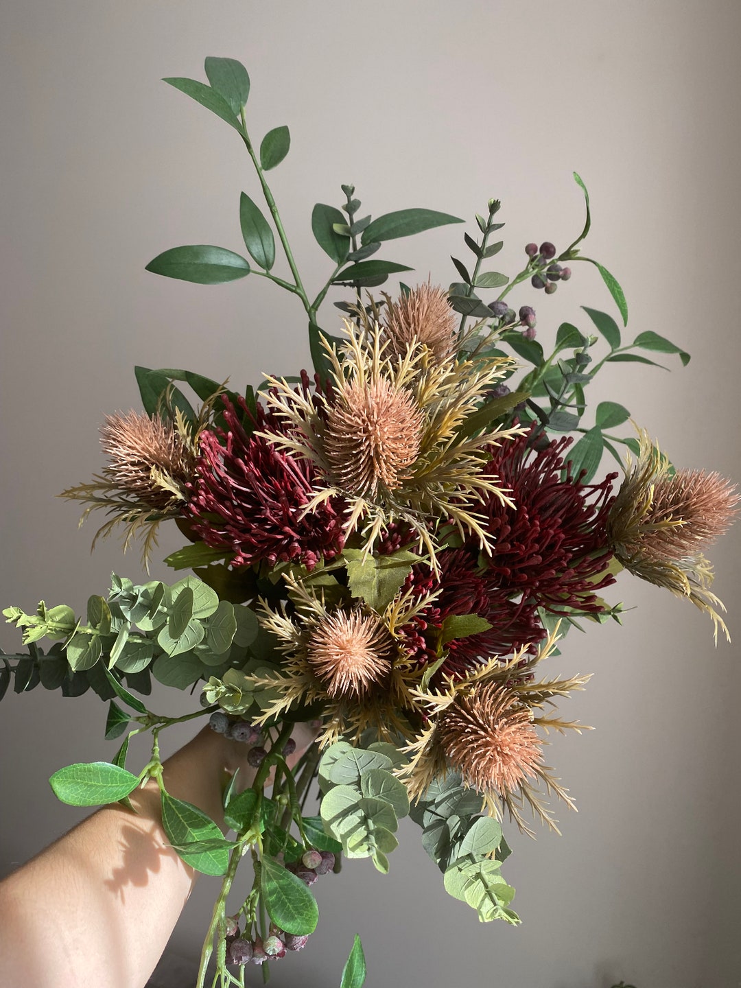 Premium Realistic Artificial Flower Arrangement Thistles Etsy UK