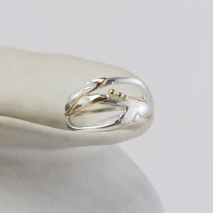 Around the Riverbend Sterling Silver Ring with Gold Details, Mixed Metal Ring, Gold and Silver Ring, Gold Ring, Handmade Ring