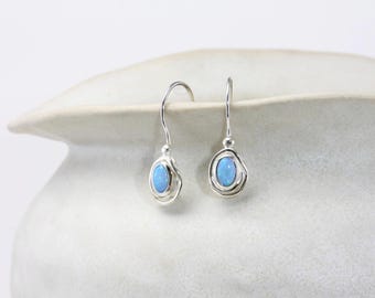 Orecchini A Cuore In Argento Sterling 925 Con Topazio Blu - 9x7 Mm - Anallergici, Idea Regalo