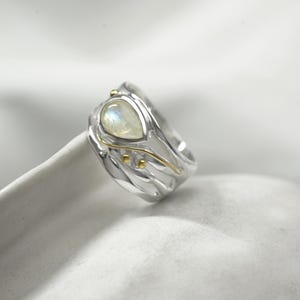 Moonstone Ring, Handmade Rainbow Moonstone Statement Ring, Sterling Silver Ring, Gemstone Ring, June Birthstone, Gift for Her