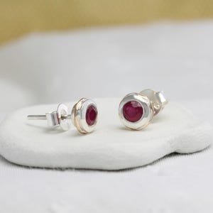 Ruby Stud Earrings, Handmade Sterling Silver Ruby Stud Earrings, Ruby Earrings, July Birthstone Jewellery, Ruby Earrings
