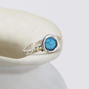 Opal Ring, Handmade Opulent Blue Opal Ring, Sterling Silver, Gemstone Ring, October Birthstone, Rings for Women, Sparkly Ring, Handmade Ring