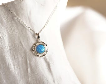 Sterling Silver Opal Necklace: Handmade Opalite Gemstone Pendant