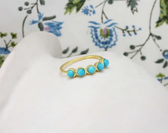 Handmade Harmonic Dainty Turquoise and 18kt Gold Ring, Turquoise Ring, December Birthstone, Gemstone Ring, Birthstone Gift, Handmade Ring