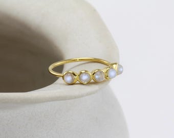 Mondstein Ring: Handgefertigter 18KT Gold-Vermeil-Ring, Juni Geburtsstein