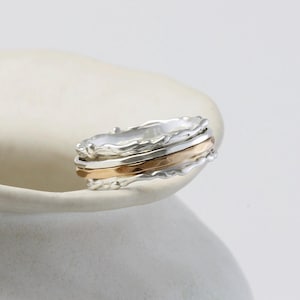 Spinning Ring, Mixed Metal Ring, Spinner Ring, Sterling Silver and Gold Ring, Meditation Ring, Fidget Ring, Anxiety Ring, Handmade Ring