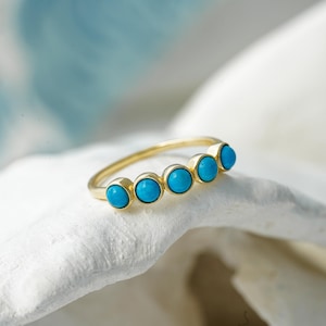 Turquoise Ring, Handmade Harmonic Dainty Turquoise and 18KT Gold Vermeil Ring, December Birthstone, Gemstone Ring, Handmade Ring
