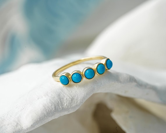 Bague Or 18 Carats Avec Pierre Bleue Naturelle - Taille 55 - Style Ajustable - Occasion En Parfait état