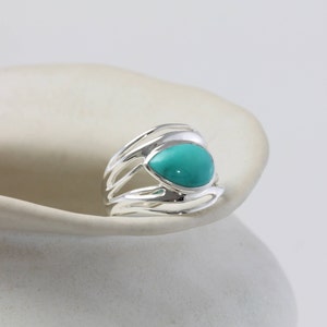 Turquoise Ring, Organic Sterling Silver Turquoise Ring, Coastal Jewellery, Beach Ring, Handmade Ring, Gemstone Jewellery, Silver Ring