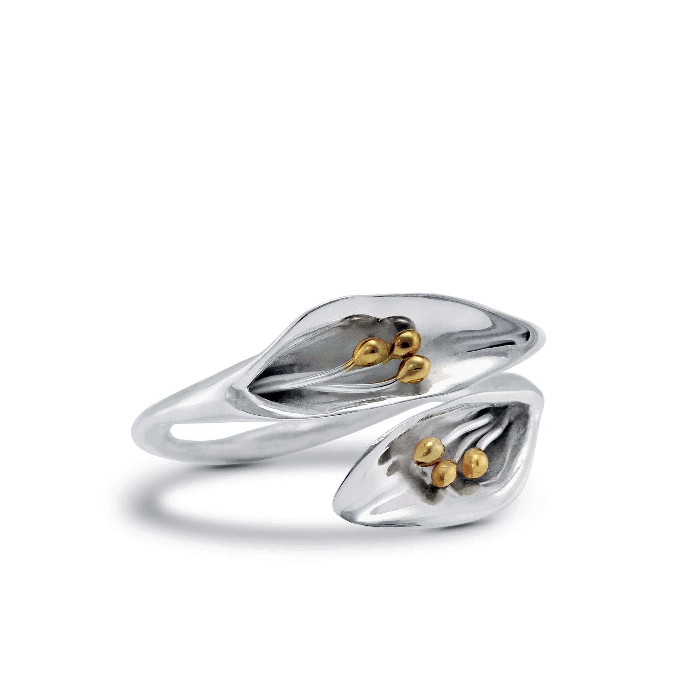 14 Karat White Gold Calla Lily Flower Tsavorite Garnet & Diamond Ring -  WeilJewelry