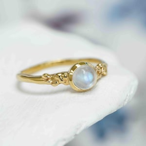 Moonstone Gold Ring, Moonstone Ring, Gold Vermeil Ring, Gemstone Ring, Handmade Ring, Dainty Ring