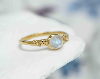 Moonstone Gold Ring, Moonstone Ring, Gold Vermeil Ring, Gemstone Ring, Handmade Ring, Dainty Ring