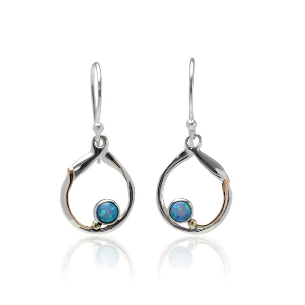 Chic Blue Fire Opal Circle Hoop Earrings