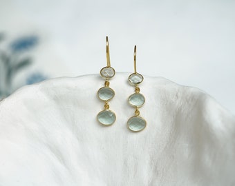 18kt Gold Green Amethyst Drop Earrings, Elegant Earrings, Statement Jewellery, Delicate Dangle Earrings