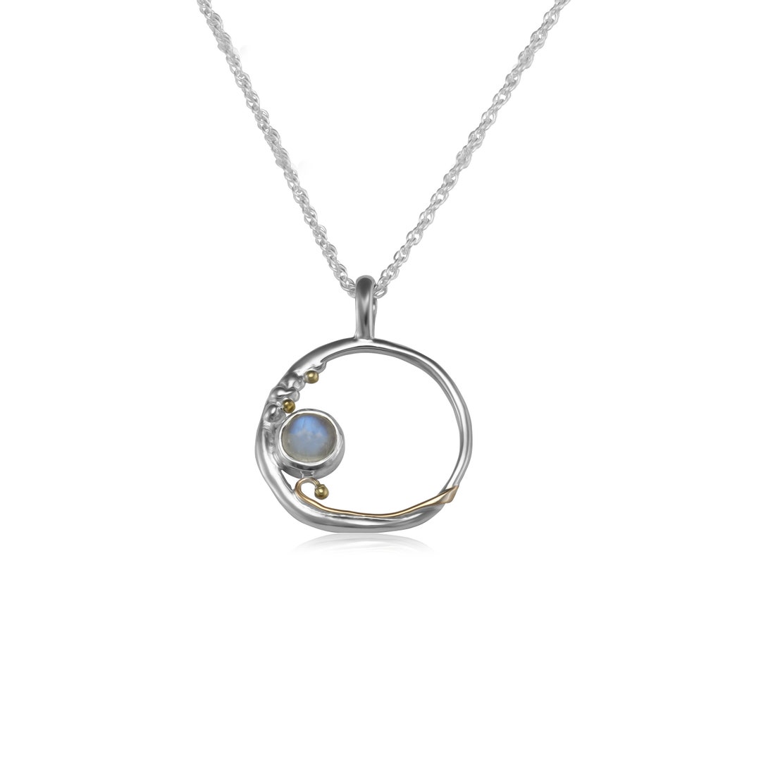 Handmade Oval Rainbow Moonstone Necklace With 14kt Gold, June Birthstone Necklace, Moonstone