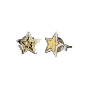 Silver and Gold Brass Star Earrings image 2