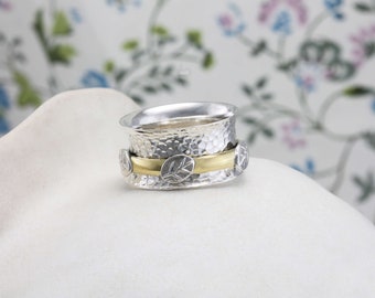 Textured Mixed Metal Revolving Ring