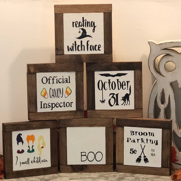 Halloween Small Sign, October Tiered-Tray, Halloween Wood Signs, Small Wood Signs, Spooky Home Decor, Hocus Pocus, Boo, Bog Road Designs