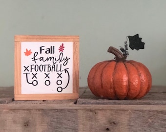 Fall Family Football Sign, Fall Home Decor, Rustic Football Gift, Small Wood Signs, Bog Road Designs