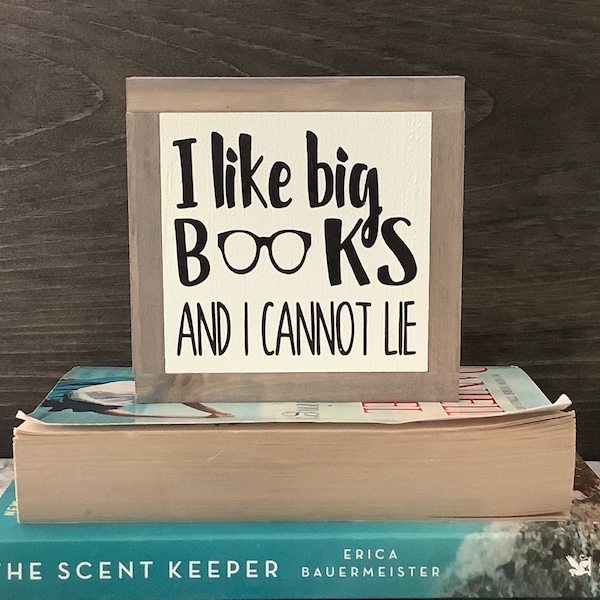 I Like Big Books Sign, Book Addict Gift, Bookshelf Decor, Librarian Present, Book Lover Birthday Gift, Birthday Gift for a Reader, Book Gift