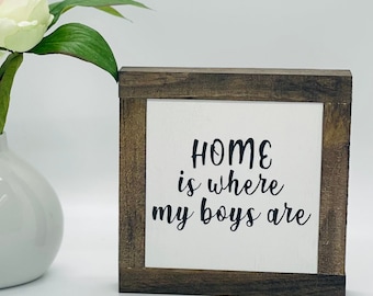 Home With Boys Sign, Boy Mom Home Decor, Gift For Her, Housewarming Gift, Gift for Boy Mom, New Baby Boys Sign, Boy Mom Birthday Gift