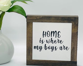 Home With Boys Sign, Boy Mom Home Decor, Gift For Her, Housewarming Gift, Gift for Boy Mom, New Baby Boys Sign, Boy Mom Birthday Gift