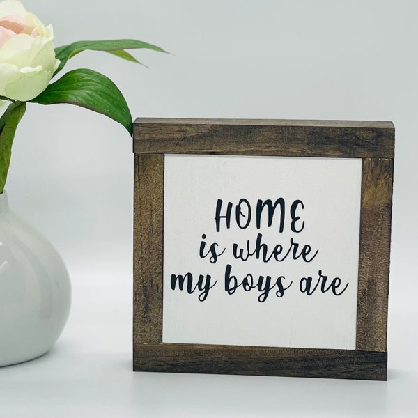 Home With Boys Sign, Boy Mom Home Decor, Gift For Her, Housewarming Gift, Gift for Boy Mom, New Baby Boys Sign, Boy Mom Birthday Gift