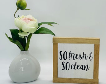 Fresh & Clean Sign, Bathroom Home Decor, Restroom Sign, Kids Bathroom, Neutral Nursery Bathroom Wall Art, AirBnB Bathroom Wood Sign
