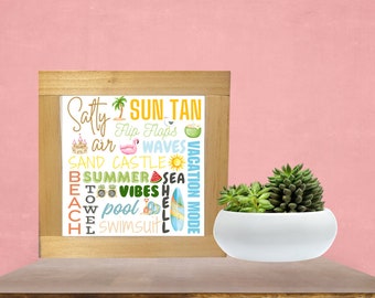 Summer Subway Wood Sign, Colored Summer Sign, Popsicle Summer Decor, Summer Tiered Tray Wood Sign, Summertime Home Decor, Beach House Decor
