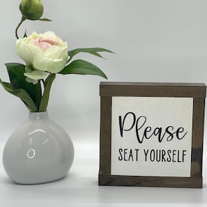 Seat Yourself Sign, Bathroom Home Decor, Funny Restroom Sign, Small Wood Sign, Bog Road Designs